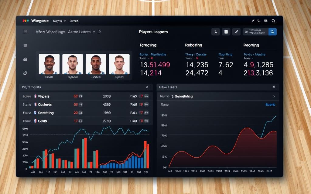 NBA player analysis with game statistics comparison highlighting scoring and rebounding leaders